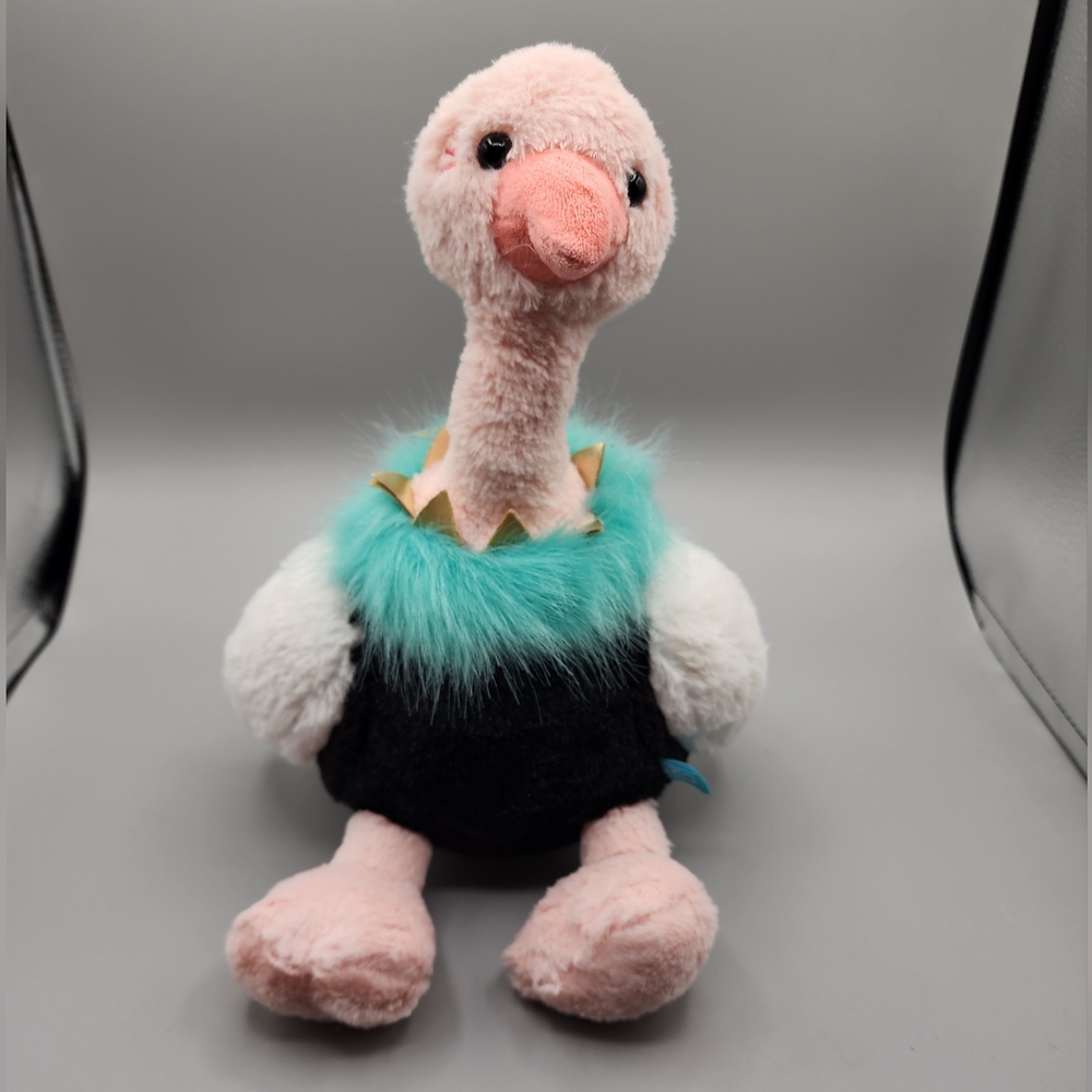 Manhattan Toy Brights 10" Ostrich Stuffed Plush Animal Pink Turquoise Adorable